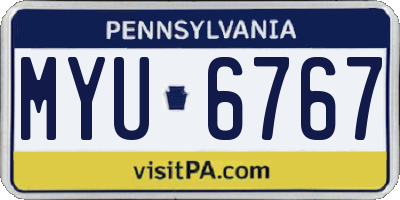 PA license plate MYU6767