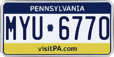 PA license plate MYU6770