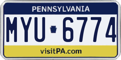 PA license plate MYU6774