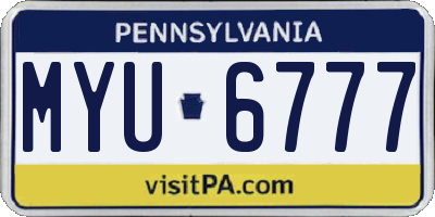 PA license plate MYU6777