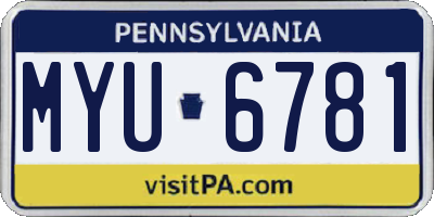 PA license plate MYU6781