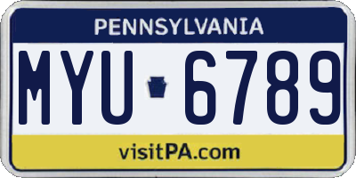 PA license plate MYU6789
