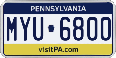 PA license plate MYU6800
