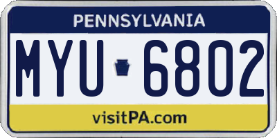 PA license plate MYU6802