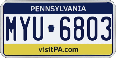 PA license plate MYU6803