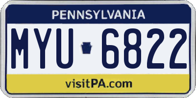 PA license plate MYU6822