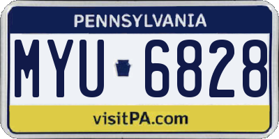 PA license plate MYU6828