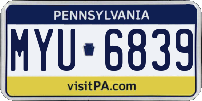 PA license plate MYU6839