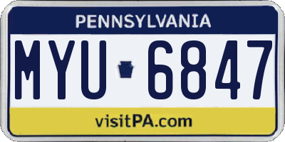 PA license plate MYU6847