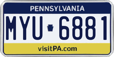 PA license plate MYU6881