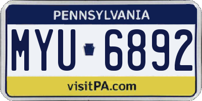 PA license plate MYU6892