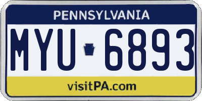 PA license plate MYU6893