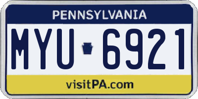 PA license plate MYU6921