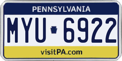 PA license plate MYU6922
