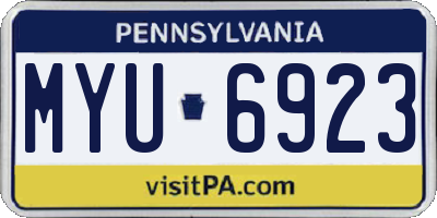PA license plate MYU6923