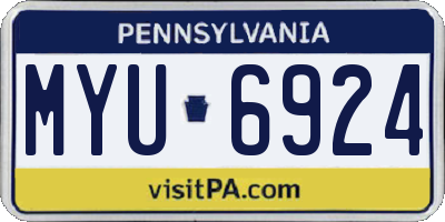PA license plate MYU6924