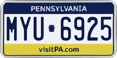 PA license plate MYU6925