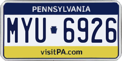PA license plate MYU6926