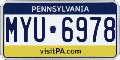 PA license plate MYU6978