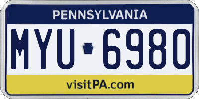 PA license plate MYU6980