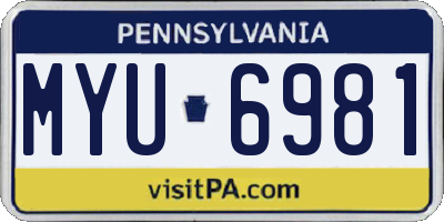 PA license plate MYU6981