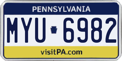 PA license plate MYU6982