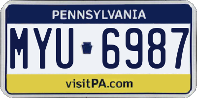 PA license plate MYU6987