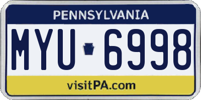 PA license plate MYU6998
