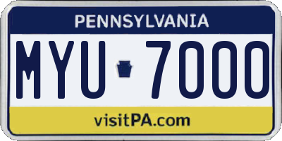 PA license plate MYU7000