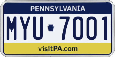 PA license plate MYU7001
