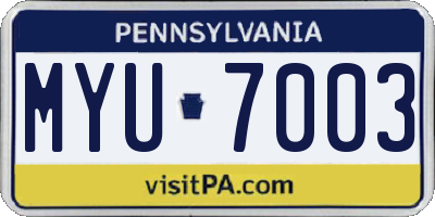 PA license plate MYU7003