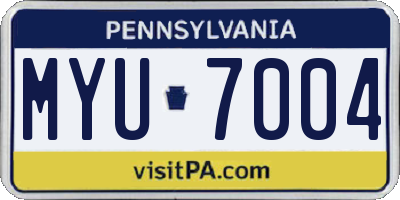 PA license plate MYU7004