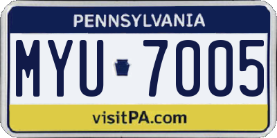 PA license plate MYU7005
