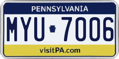 PA license plate MYU7006
