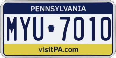 PA license plate MYU7010