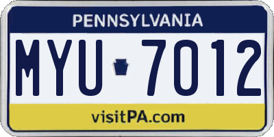 PA license plate MYU7012