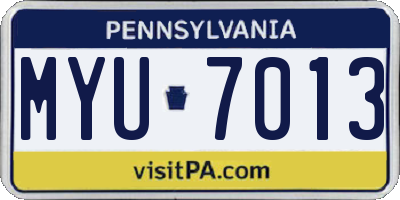 PA license plate MYU7013