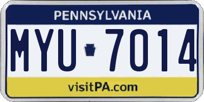 PA license plate MYU7014