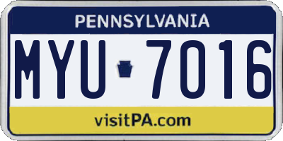 PA license plate MYU7016