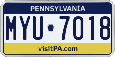 PA license plate MYU7018