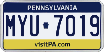 PA license plate MYU7019