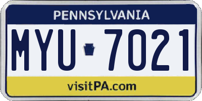 PA license plate MYU7021