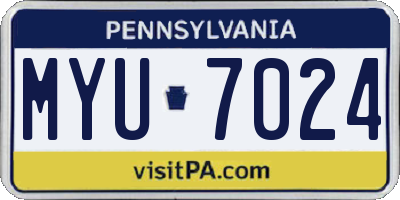 PA license plate MYU7024