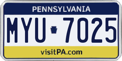 PA license plate MYU7025