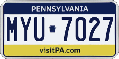 PA license plate MYU7027