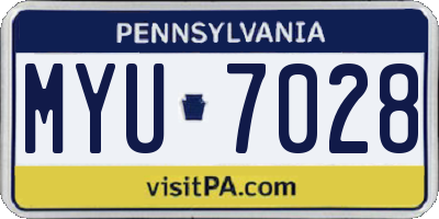 PA license plate MYU7028