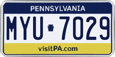 PA license plate MYU7029
