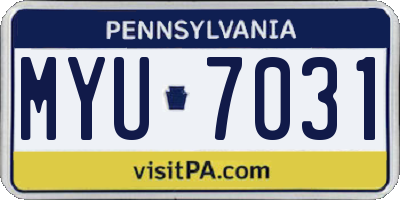 PA license plate MYU7031