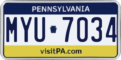 PA license plate MYU7034