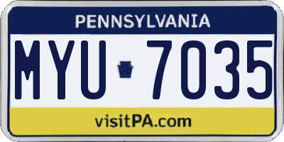 PA license plate MYU7035